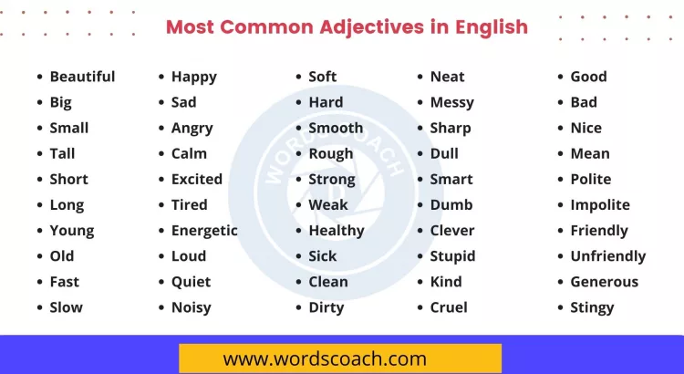 Most Common Adjectives in English - wordscoach.com