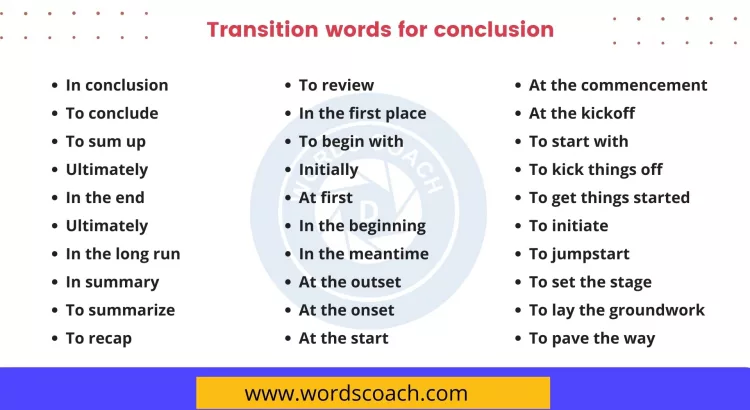Transition words for conclusion - wordscoach.com