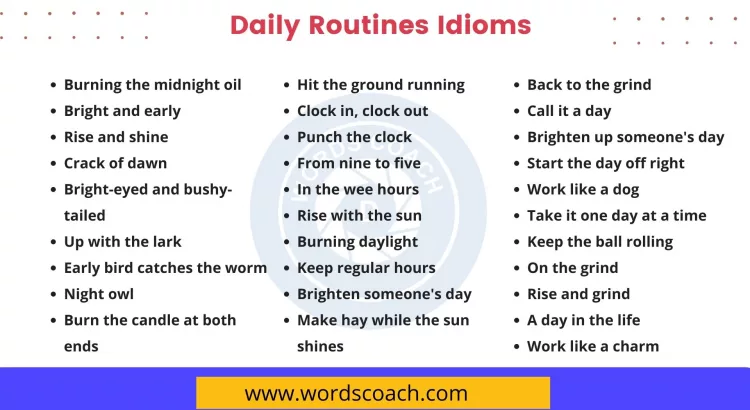 Daily Routines Idioms - wordscoach.com