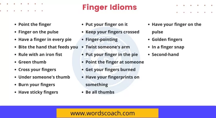 Finger Idioms - wordscoach.com