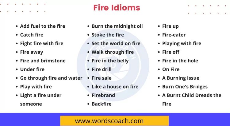 Fire Idioms - wordscoach.com