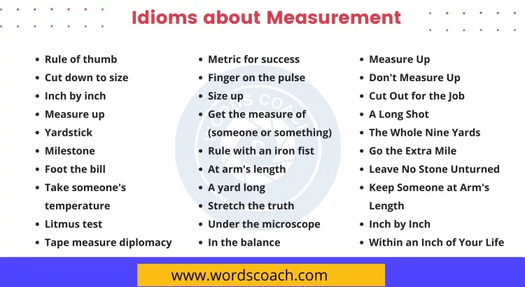 Idioms about Measurement - wordscoach.com