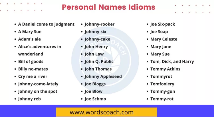 Personal Names Idioms - wordscoach.com