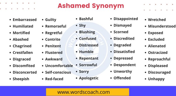 Ashamed Synonym - wordscoach.com
