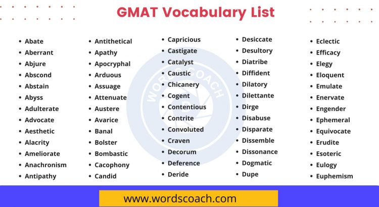 GMAT Vocabulary List - wordscoach.com