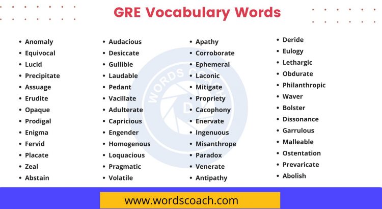 Top GRE Vocabulary Words - wordscoach.com