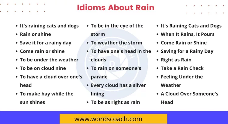 Idioms About Rain - wordscoach.com