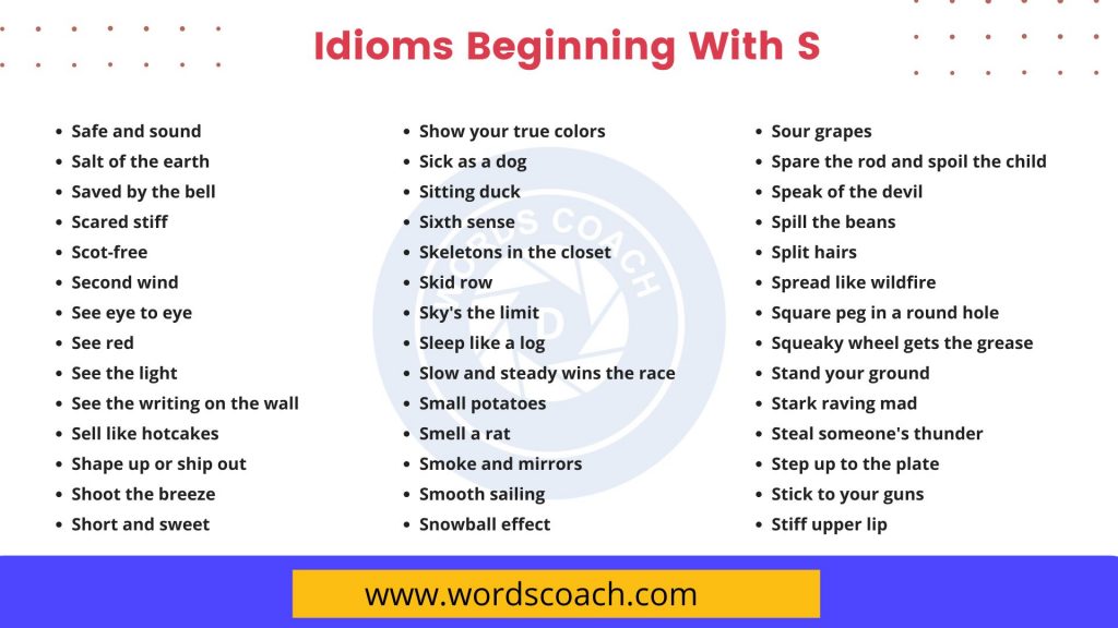 Idioms Beginning With S - wordscoach.com
