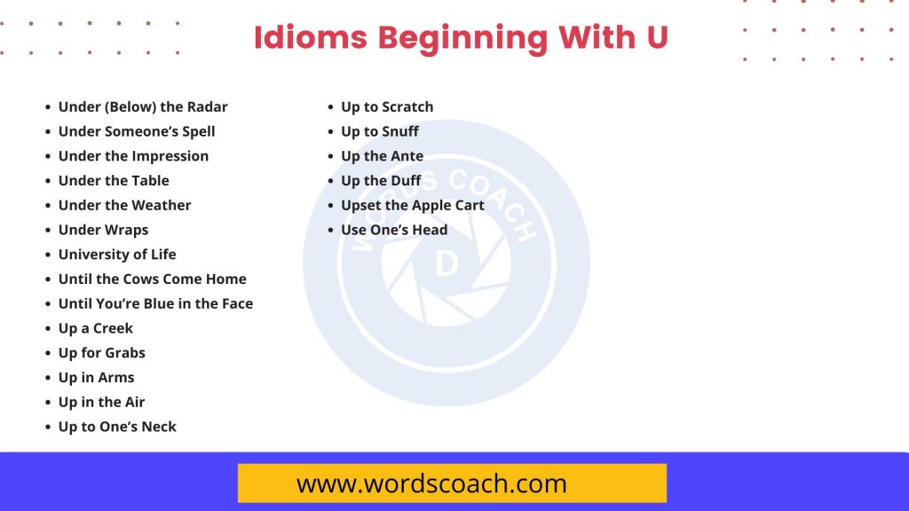 Idioms Beginning With U - wordscoach.com