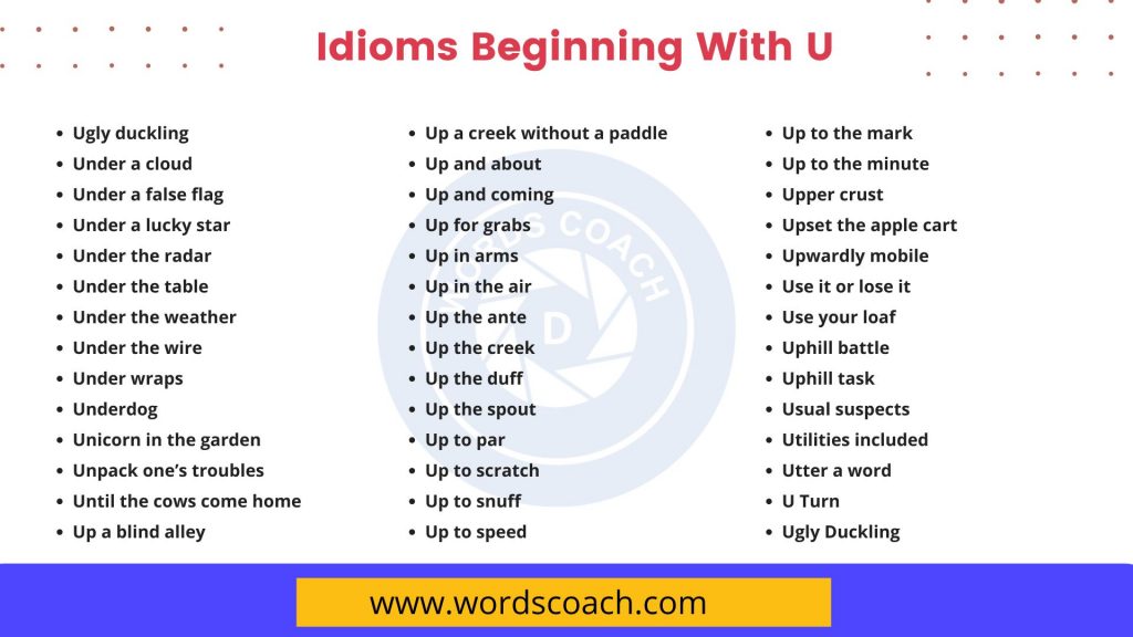 Idioms Beginning With U - wordscoach.com