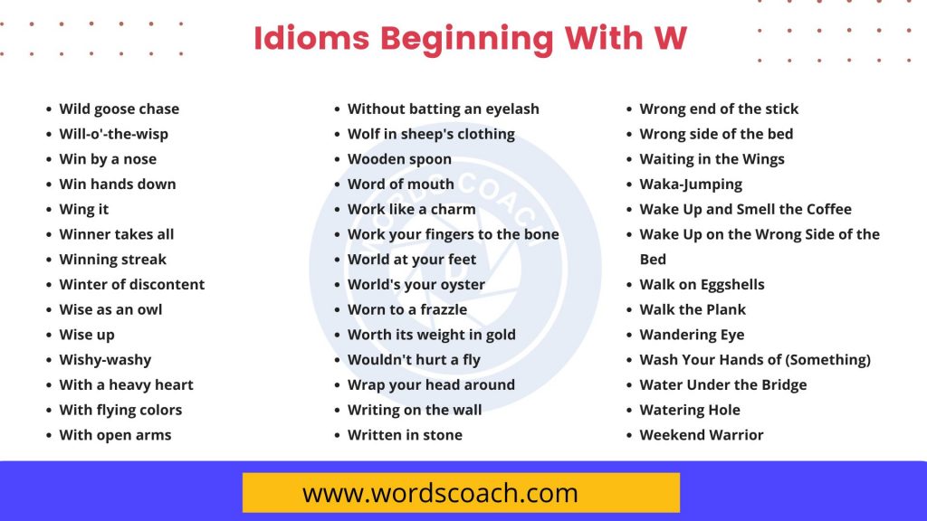 Idioms Beginning With W - wordscoach.com