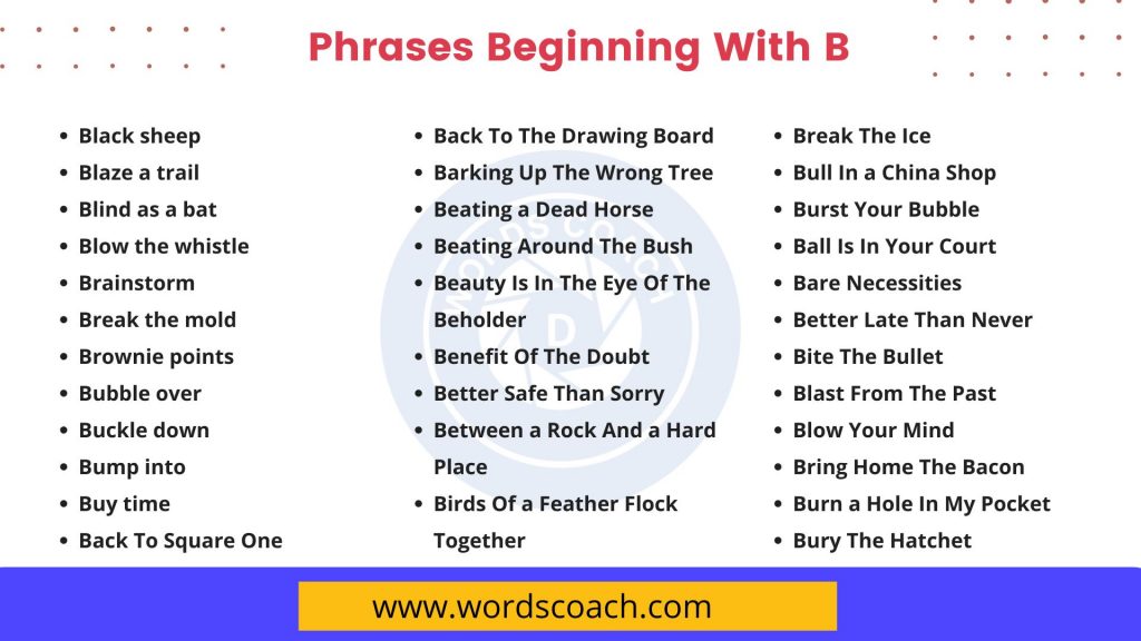 Phrases Beginning With B - wordscoach.com
