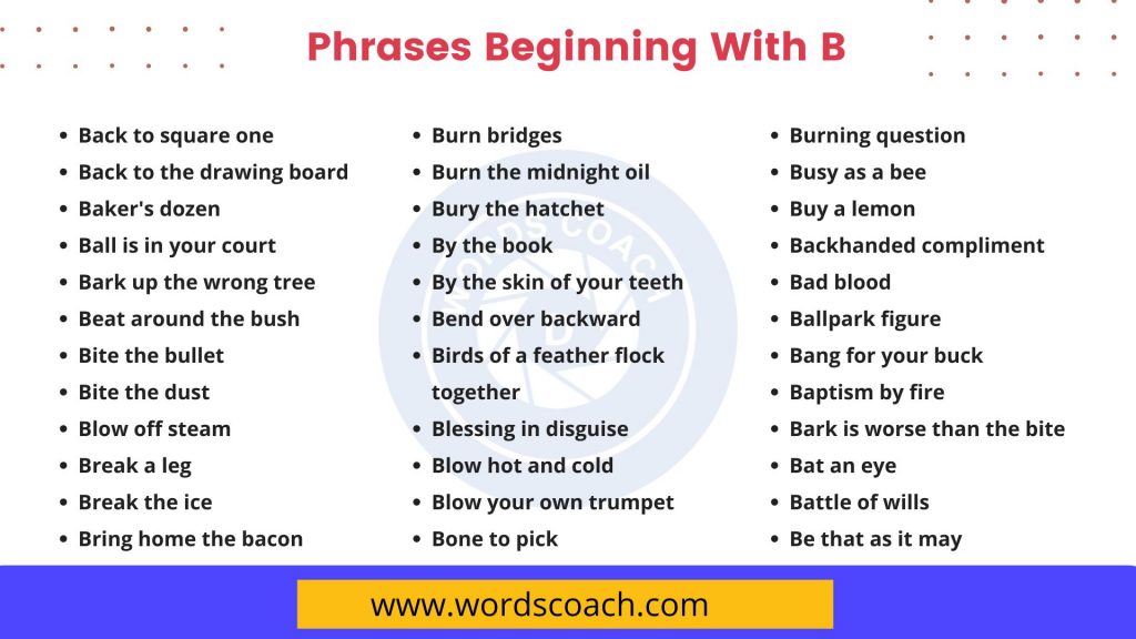 Phrases Beginning With B - wordscoach.com