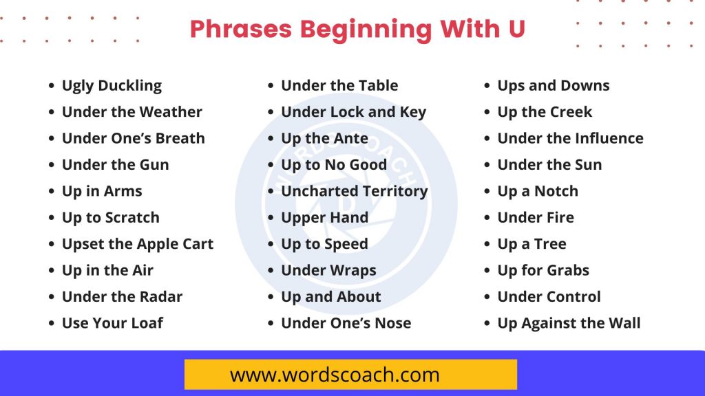 Phrases Beginning With U - wordscoach.com