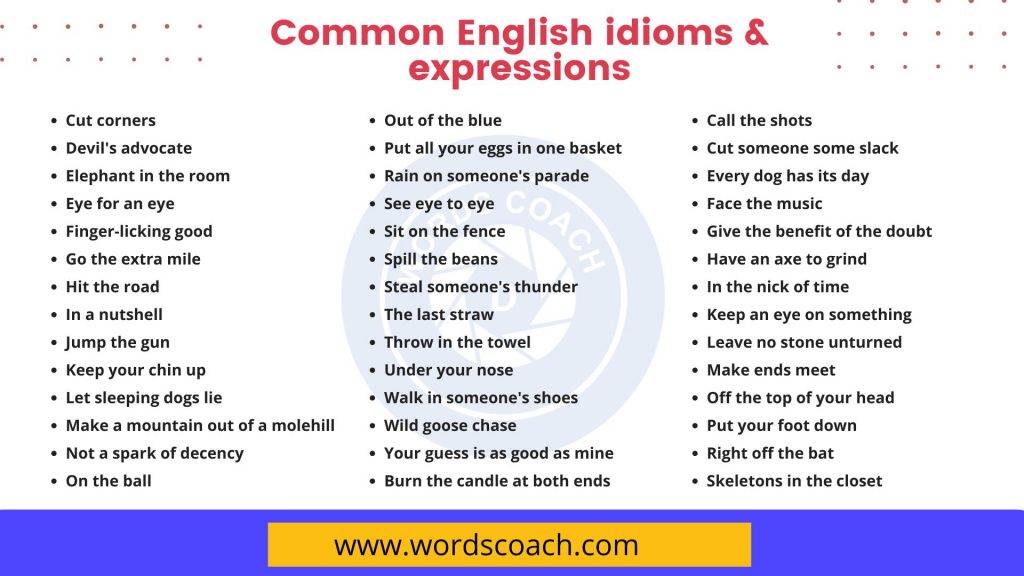 Common English idioms & expressions - wordscoach.com