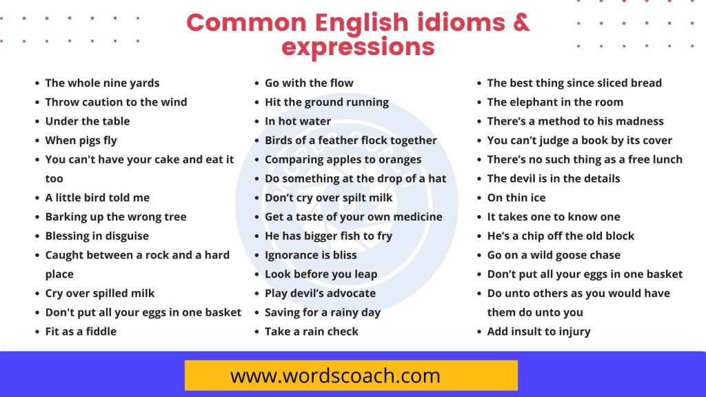 Common English idioms & expressions - wordscoach.com