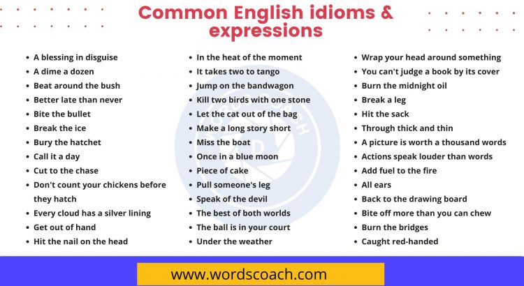 Common English idioms & expressions - wordscoach.com