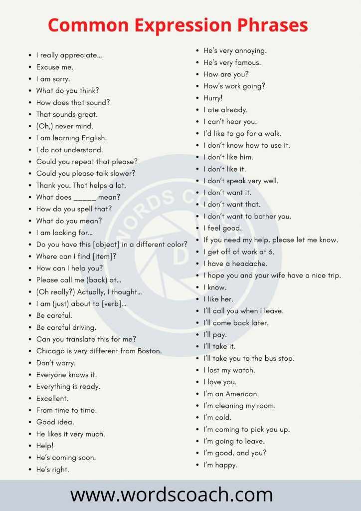 Common Expression Phrases - wordscoach.com