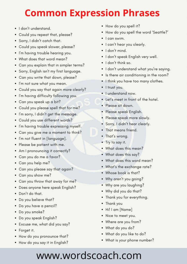 Common Expression Phrases - wordscoach.com