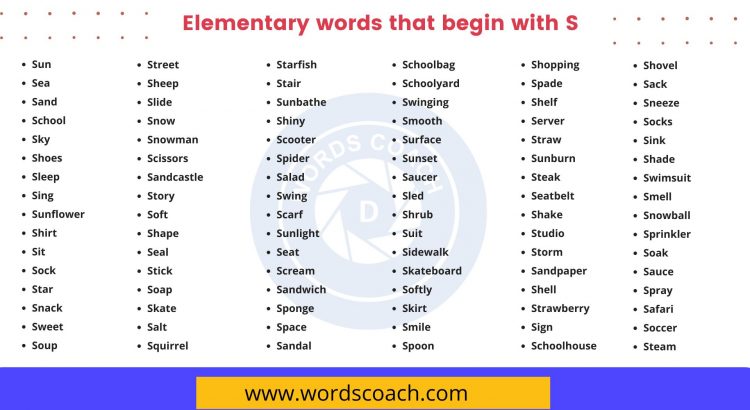Elementary words that begin with S - wordscoach.com