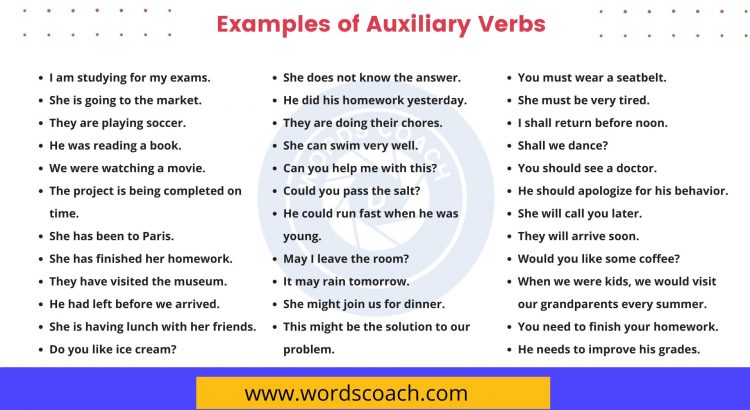Examples of Auxiliary Verbs - wordscoach.com
