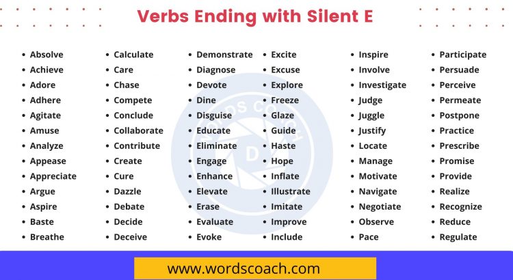 Verbs Ending with Silent E - wordscoach.com