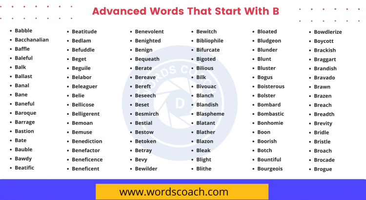 Advanced Words That Start With B - wordscoach.com