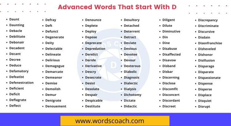Advanced Words That Start With D - wordscoach.com