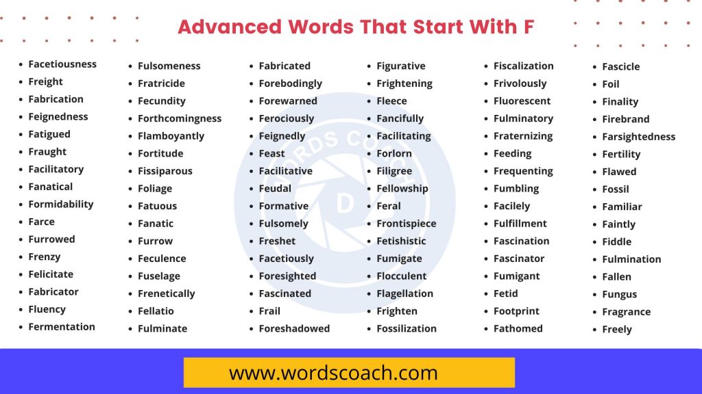 Advanced Words That Start With F - wordscoach.com