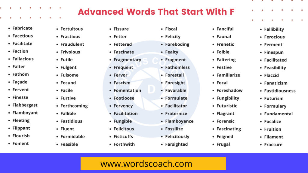 Advanced Words That Start With F - wordscoach.com
