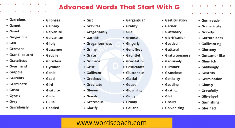Advanced Words That Start With G - wordscoach.com