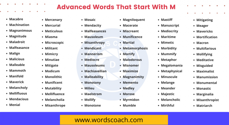 Advanced Words That Start With M - wordscoach.com