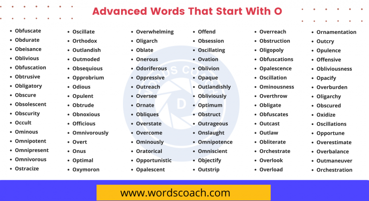 Advanced Words That Start With O - wordscoach.com