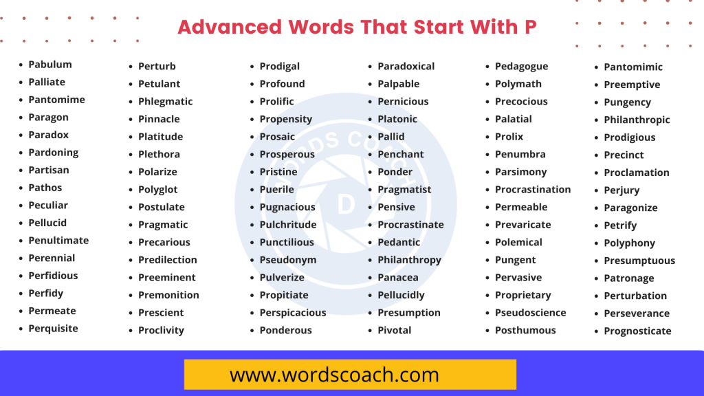 Advanced Words That Start With P - wordscoach.com