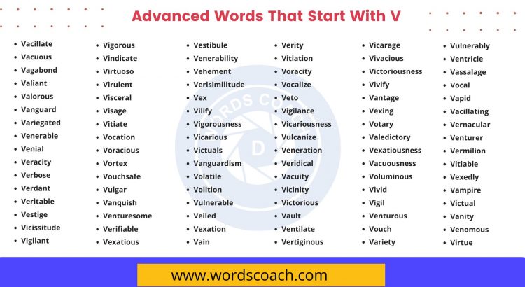 Advanced Words That Start With V - wordscoach.com