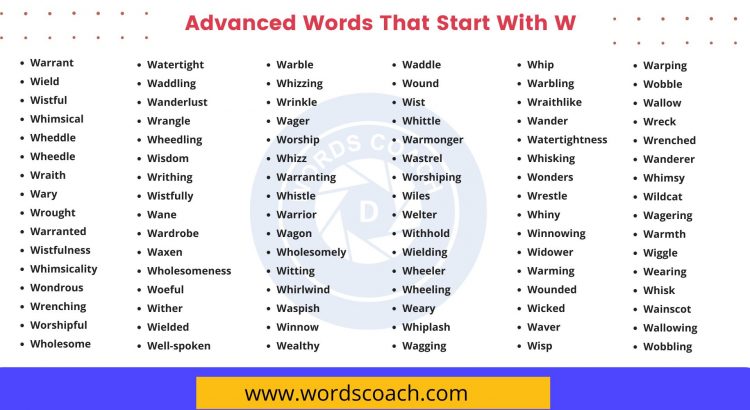 Advanced Words That Start With W - wordscoach.com