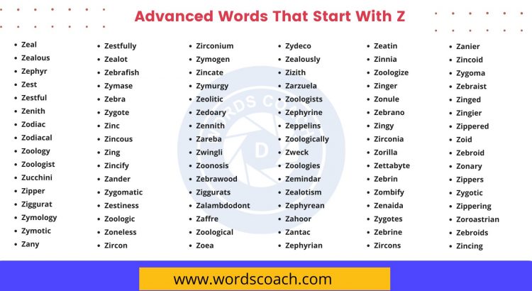 Advanced Words That Start With Z - wordscoach.com