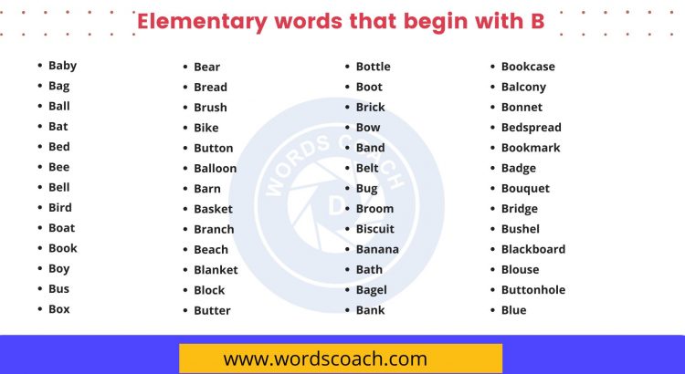 Elementary words that begin with B - wordscoach.com