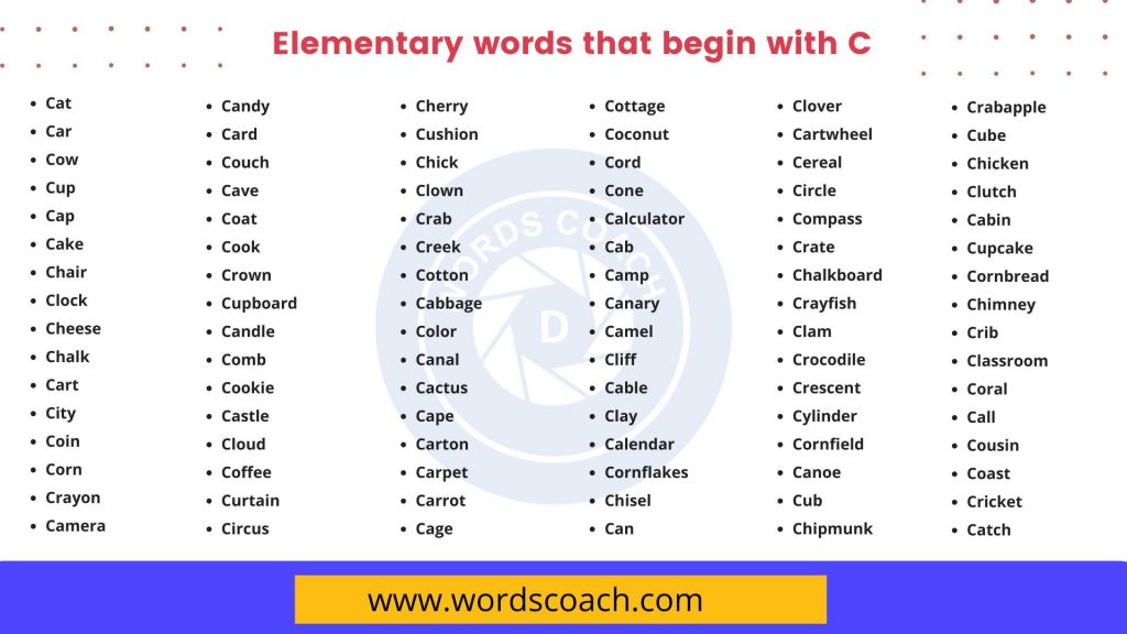 Elementary words that begin with C - wordscoach.com