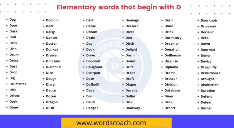 Elementary words that begin with D - wordscoach.com
