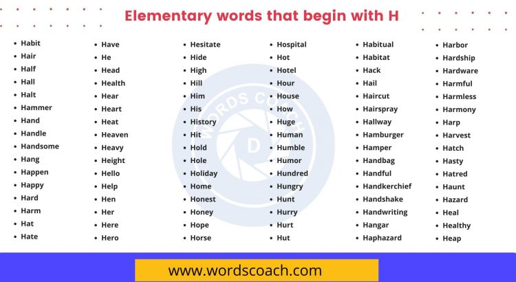 Elementary words that begin with H - wordscoach.com