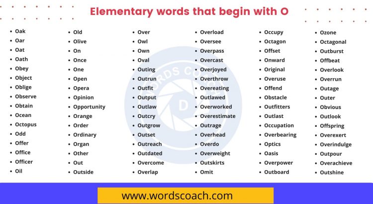 Elementary words that begin with O - wordscoach.com