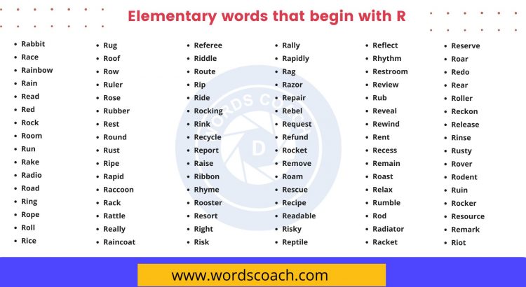 Elementary words that begin with R - wordscoach.com