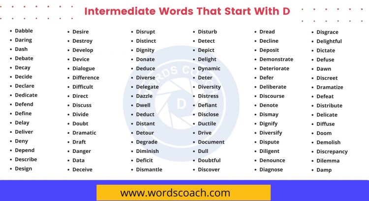 Intermediate Words That Start With D - wordscoach.com
