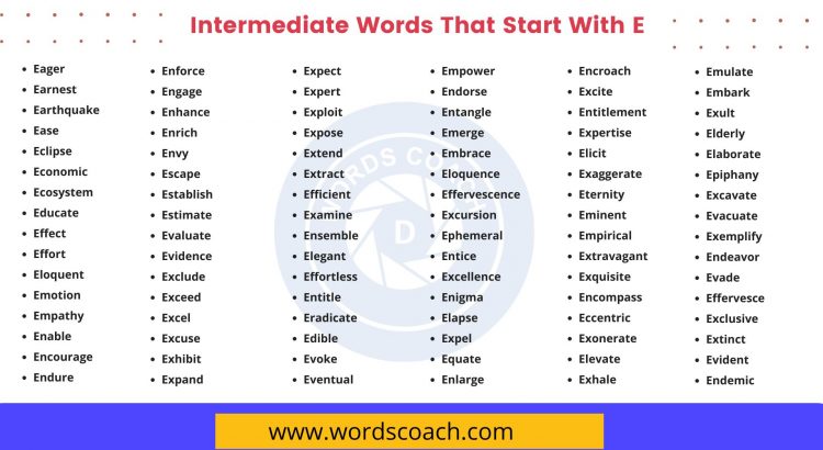 Intermediate Words That Start With E - wordscoach.com