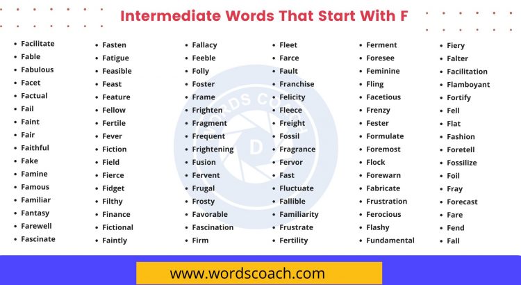 Intermediate Words That Start With F - wordscoach.com