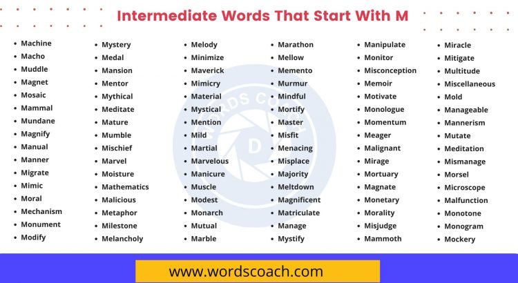 Intermediate Words That Start With M - wordscoach.com
