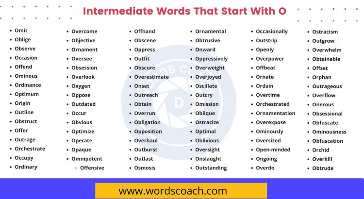 Intermediate Words That Start With O - wordscoach.com