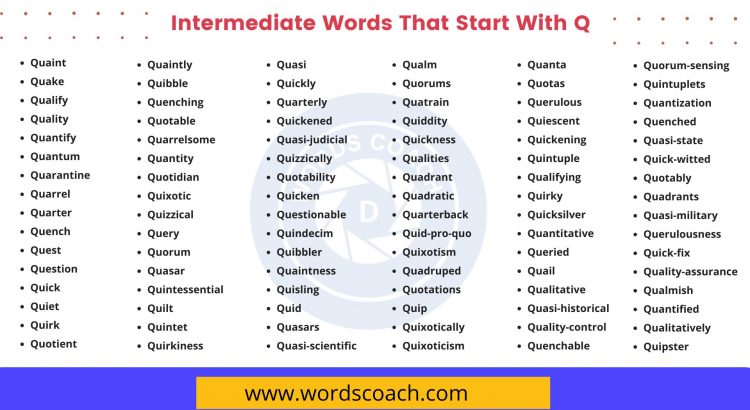 Intermediate Words That Start With Q - wordscoach.com