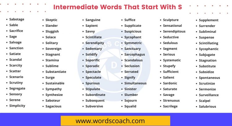 Intermediate Words That Start With S - wordscoach.com